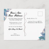 Moving Announcement Chic Rose Gold-Blue Eukalyptus Postkarte (Rückseite)