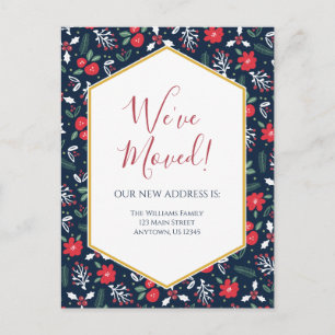 Moving Announcement Christmas Florals Postkarte