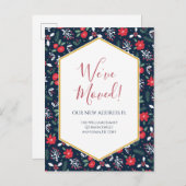 Moving Announcement Christmas Florals Postkarte (Vorne/Hinten)