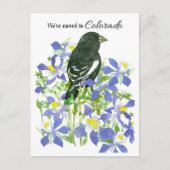 Moving Announcement Colorado Bunting Columbine Postkarte (Vorderseite)