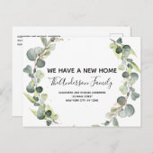 Moving Announcement Eukalyptus Greenery Wasserfarb Ankündigungspostkarte (Vorne/Hinten)