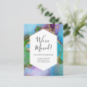 Moving Announcement Gold Blue Lila Ink Moderne Postkarte (Stehend Vorderseite)