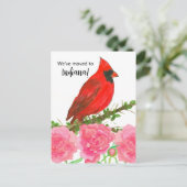 Moving Announcement Indiana Kardinal Bird Peony Postkarte (Stehend Vorderseite)