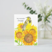 Moving Announcement Kansas Meadowlark Sonnenblumen Postkarte (Stehend Vorderseite)