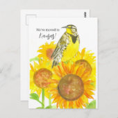 Moving Announcement Kansas Meadowlark Sonnenblumen Postkarte (Vorne/Hinten)