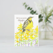 Moving Announcement Nebraska Meadowlark Goldenrod Postkarte (Stehend Vorderseite)