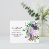 Moving Announcement Purple Blumen Weiß Postkarte (Stehend Vorderseite)
