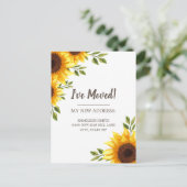 Moving Announcement Sonnenblume Weiß Chic Rustikal Postkarte (Stehend Vorderseite)