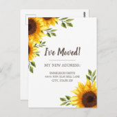 Moving Announcement Sonnenblume Weiß Chic Rustikal Postkarte (Vorne/Hinten)