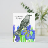 Moving Announcement Tennessee Mockingbird Iris Postkarte (Stehend Vorderseite)