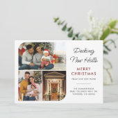 Moving Announcement Weihnachtsfeiertag Familie Fot Feiertagskarte (Stehend Vorderseite)