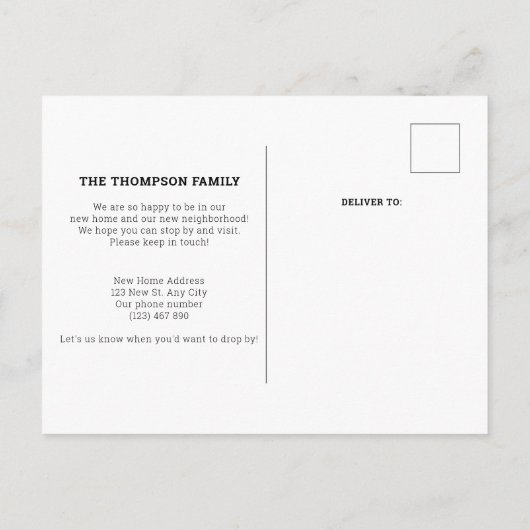 Moving Antique House Ankündigungspostkarte (Rückseite)