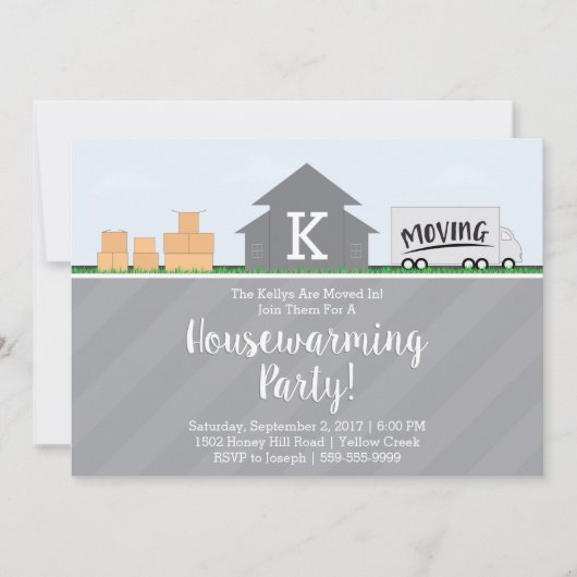 Moving Boxes Housewarming-Party Einladung (Vorderseite)
