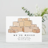 Moving Boxes Illustration We've Moved Moving Ankündigung (Stehend Vorderseite)