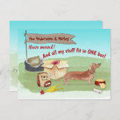 Moving Brown Dackel Dog Toys Unsere neue Zuhause Postkarte (Vorne/Hinten)