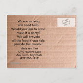 Moving Day Party Postcard Arbeit für Essen? Einladungspostkarte (Rückseite)