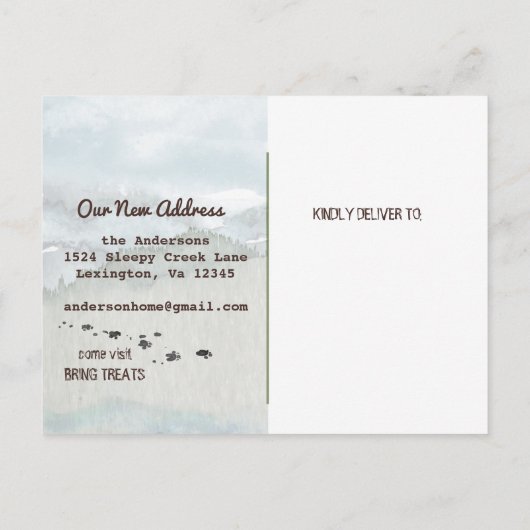 Moving Doberman Pine Woods New Address Ankündigungspostkarte (Rückseite)