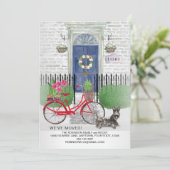 Moving Scottish Terrier Bicycle Blue Door Zuhause Ankündigung (Stehend Vorderseite)