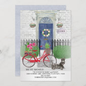 Moving Scottish Terrier Bicycle Blue Door Zuhause Ankündigung (Vorne/Hinten)