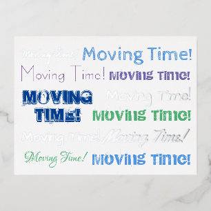 Moving Time farbenfrohe Typografie mit Folie Postc Folien Feiertagspostkarte