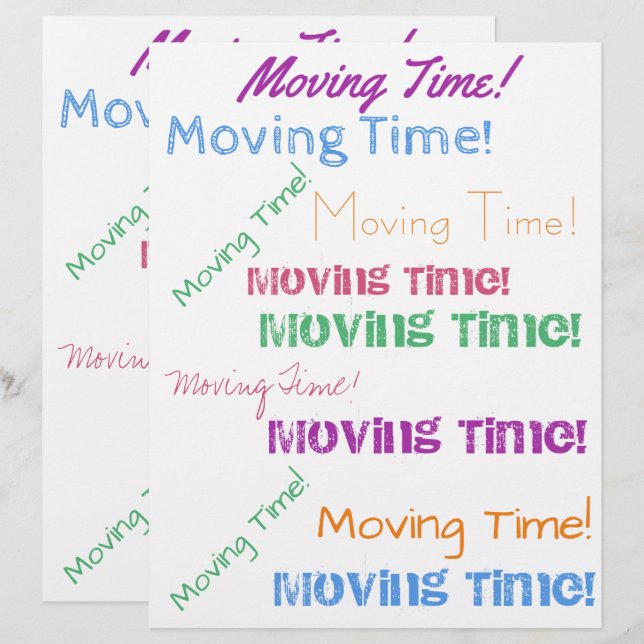 Moving Time farbenfrohe Typografie Muster (Vorne/Hinten)