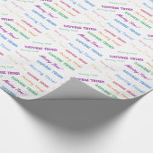 Moving Time farbenfrohe Typografie Muster Geschenkpapier (Ecke)