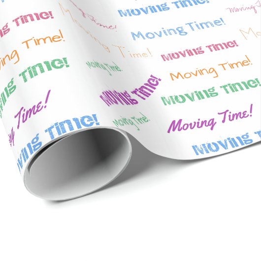 Moving Time farbenfrohe Typografie Muster Geschenkpapier (Rolleneckpunkt)