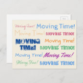 Moving Time farbenfrohe Typografie Postkarte (Vorne/Hinten)