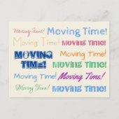 Moving Time farbenfrohe Typografie Postkarte (Vorderseite)