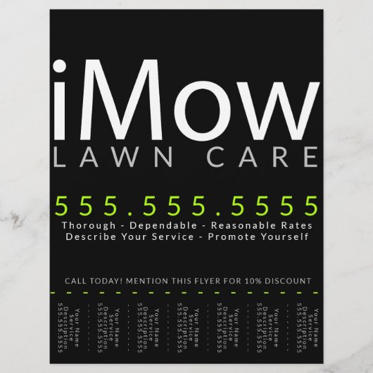 Mow. Rasenpflege Landscaping Tearsheet Ad Flyer (Vorne)