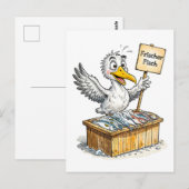 Möwe an Frischfischstand an der Küste Postkarte (Vorne/Hinten)