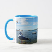 Möwe, Boote und Ozean, Tasse (Links)