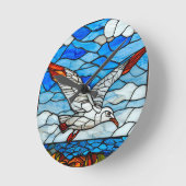 Möwe Buntglas Runde Wanduhr (Winkel)