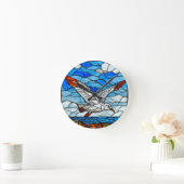 Möwe Buntglas Runde Wanduhr (Zuhause)