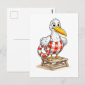 Möwe Comic Rettungsschwimmer Vogel Postkarte (Vorne/Hinten)