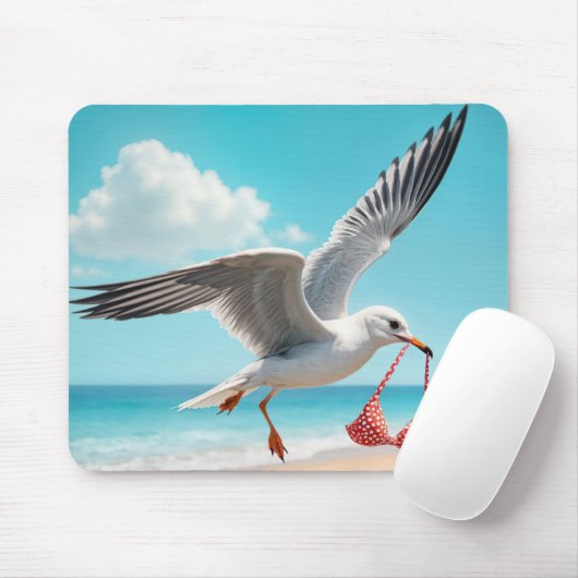 Möwe fliegt mit Bikini-Oberteil Mousepad (Mit Mouse)