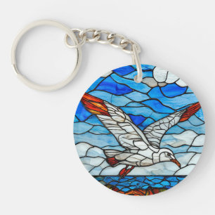 Möwe Glasmalerei Schlüsselanhänger