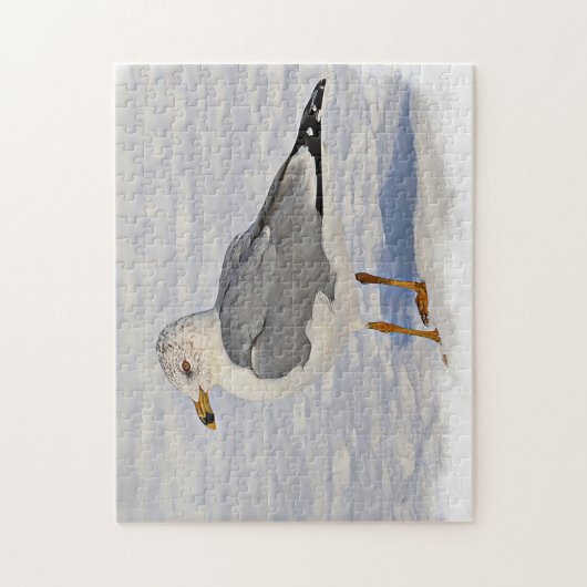 Möwe im Schnee Puzzle (Vertikal)