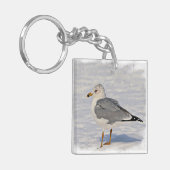 Möwe im Schnee Schlüsselanhänger (Vorderseite links)