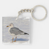 Möwe im Schnee Schlüsselanhänger (Rückseite)