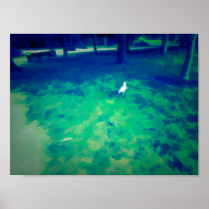 Möwe läuft auf Gras Liquify Art Effekt Poster