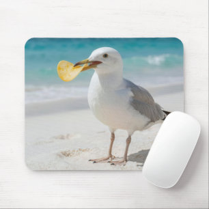 Möwe mit einer Kartoffelchip Mousepad