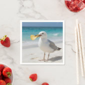Möwe mit einer Kartoffelchip Serviette (Beispiel)