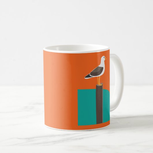 Möwe nahe einem Sandstrand Kaffeetasse (VorderseiteRechts)