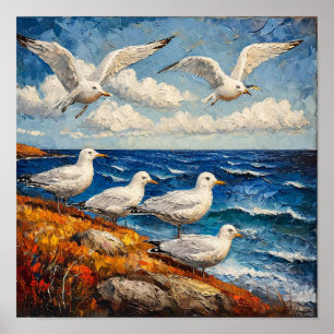 Möwe Ozean Seelandschaft Küstenlandschaft Natursze Poster