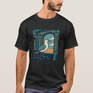 Möwe Retro-Reisefensterkunst T-Shirt