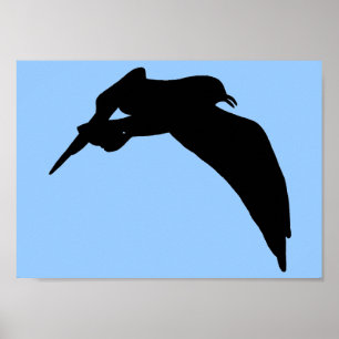 Möwe-Silhouette in schwarz gleitet durch den Himme Poster