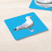 Möwe Stehend Minimal Himmelblauer Hintergrund Küst Rechteckiger Pappuntersetzer (angewinkelt)