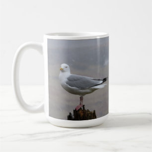 Möwe Stehend Schneien Text hinzufügen Tasse