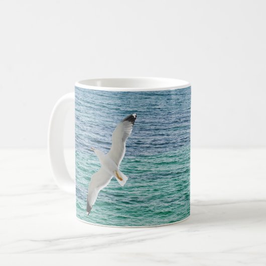 Möwe über dem Meer Kaffeetasse (Vorderseite Links)